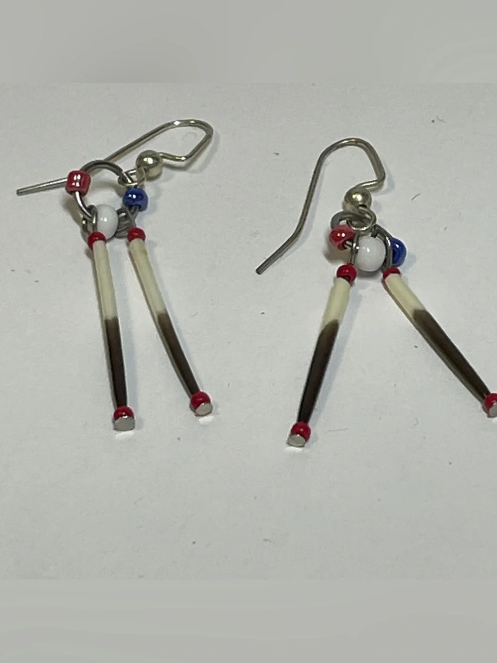 Porcupine Quill Earrings, Beautiful, patriotic, Elegant, Boho